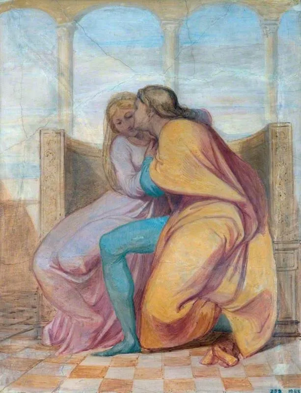 Paolo and Francesca (sketch for a mural in the Villa Carreggi), by George Frederic Watts, unspecified, 1845