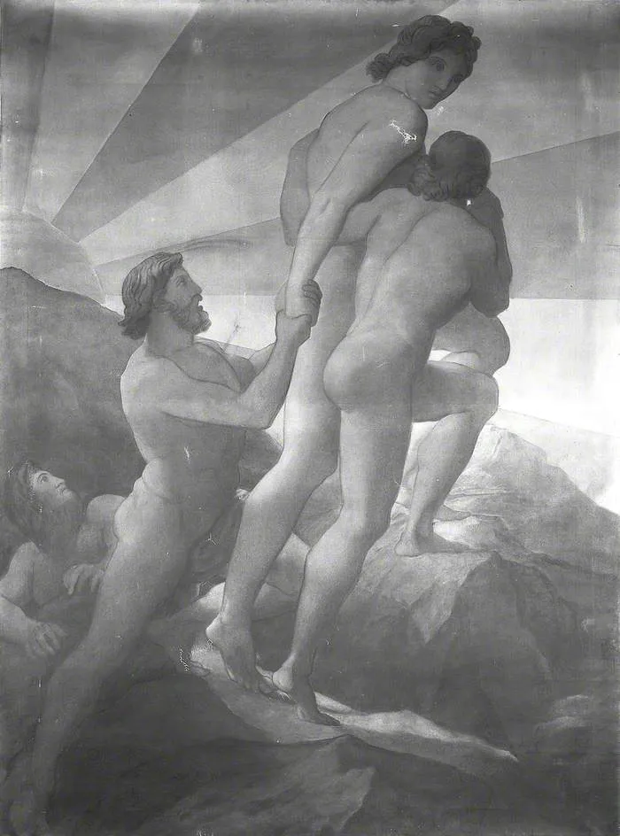 The Brethren of Saturn delivered, by George Frederic Watts, oil, 1867