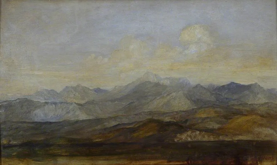 The Carrara Mountains from Pisa, by George Frederic Watts, oil, 1867
