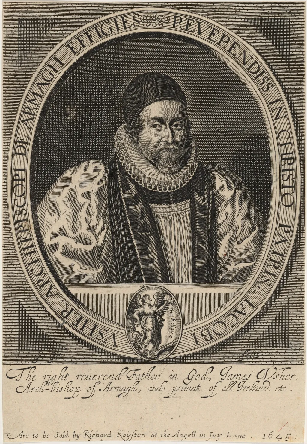James Ussher, Archbishop of Armagh, by George Glover, ink, 1633