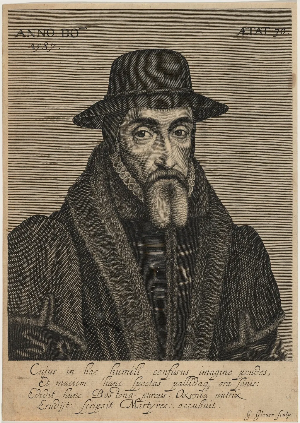 John Foxe, by George Glover, ink, 1641