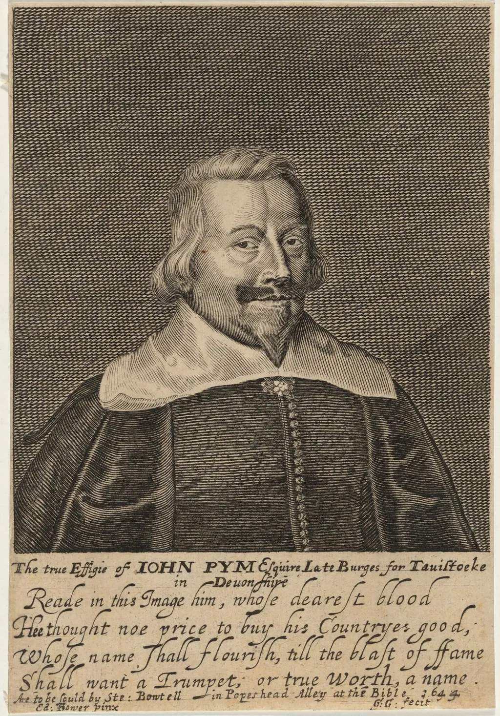 John Pym, by George Glover, ink, 1644