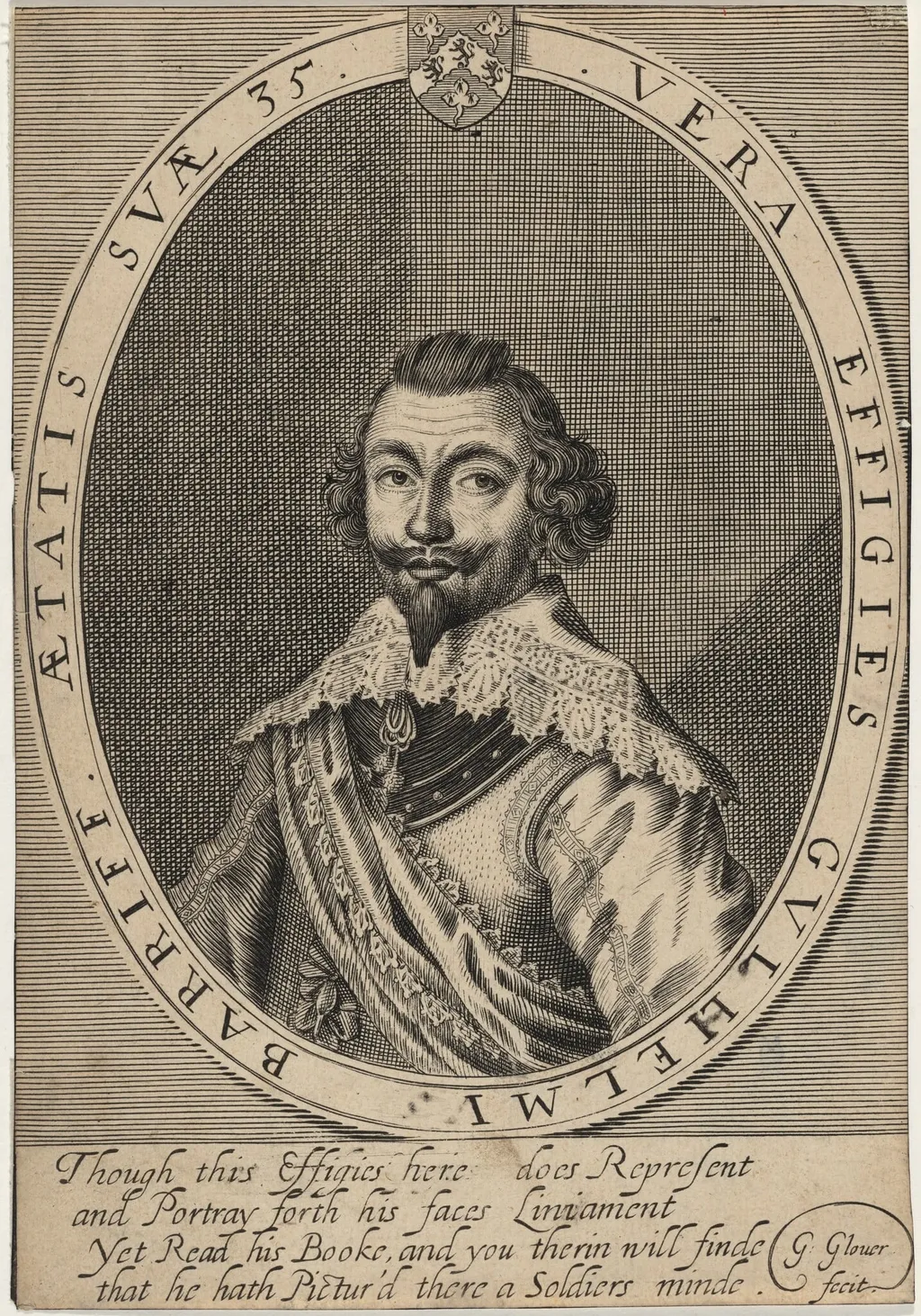 William Barriffe, by George Glover, ink, 1643