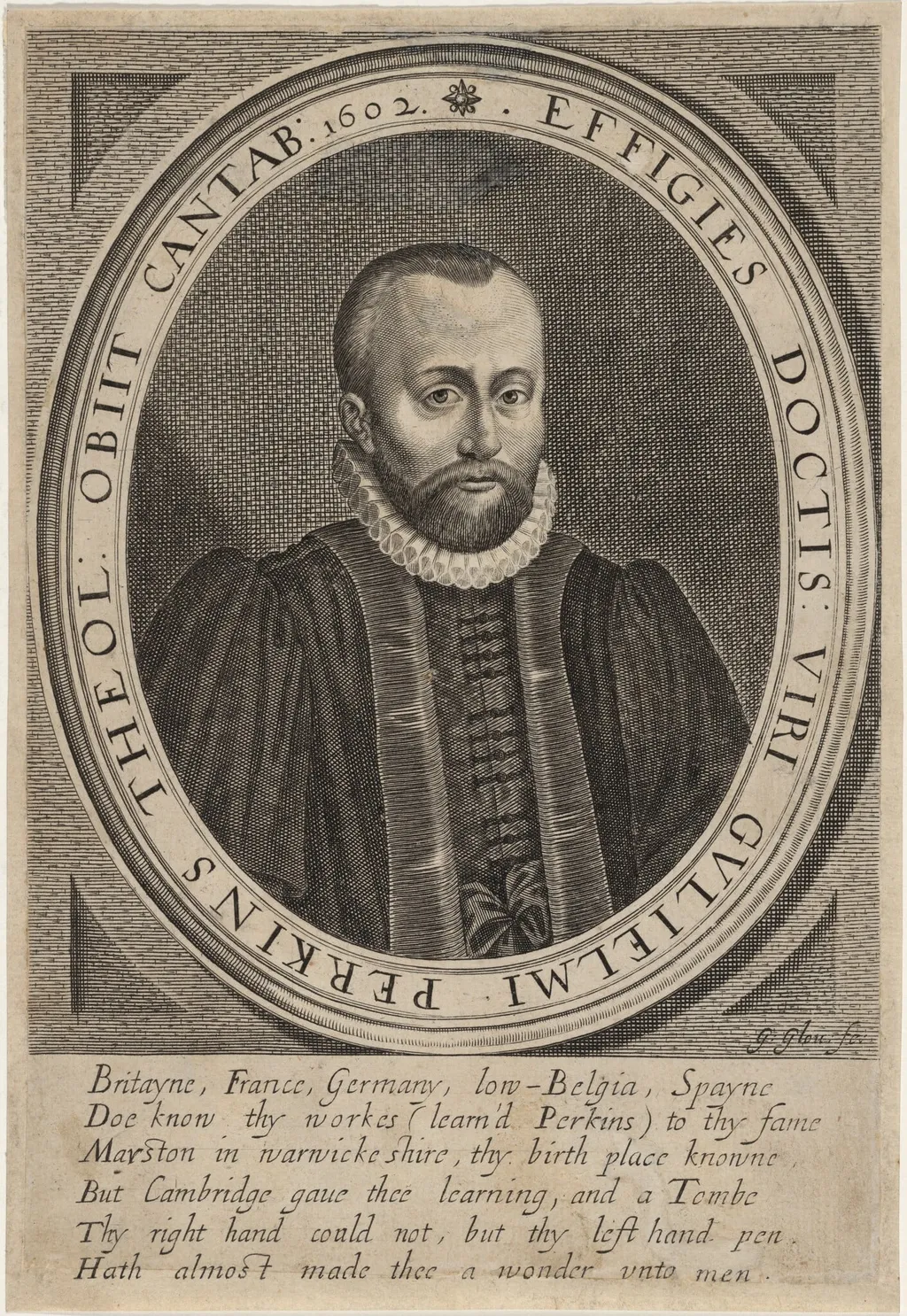 William Perkins, by George Glover, ink, 1633