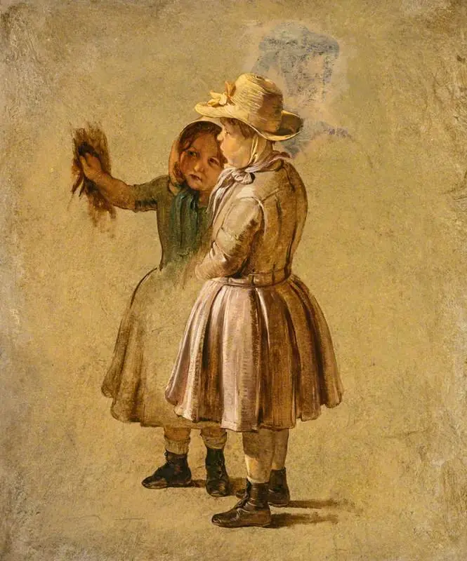 Two Children (study for 'Quitting the Manse' (NG 2308)), by George Harvey