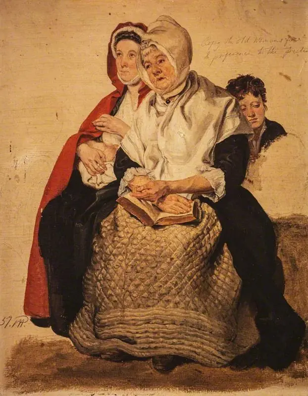 Two Women and a Boy (study for 'The Covenanters Preaching'), by George Harvey