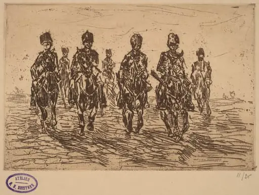 Galloping Hussars in Front View, by George Hendrik Breitner