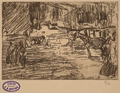 Scene with Horses Standing in Stream, by George Hendrik Breitner
