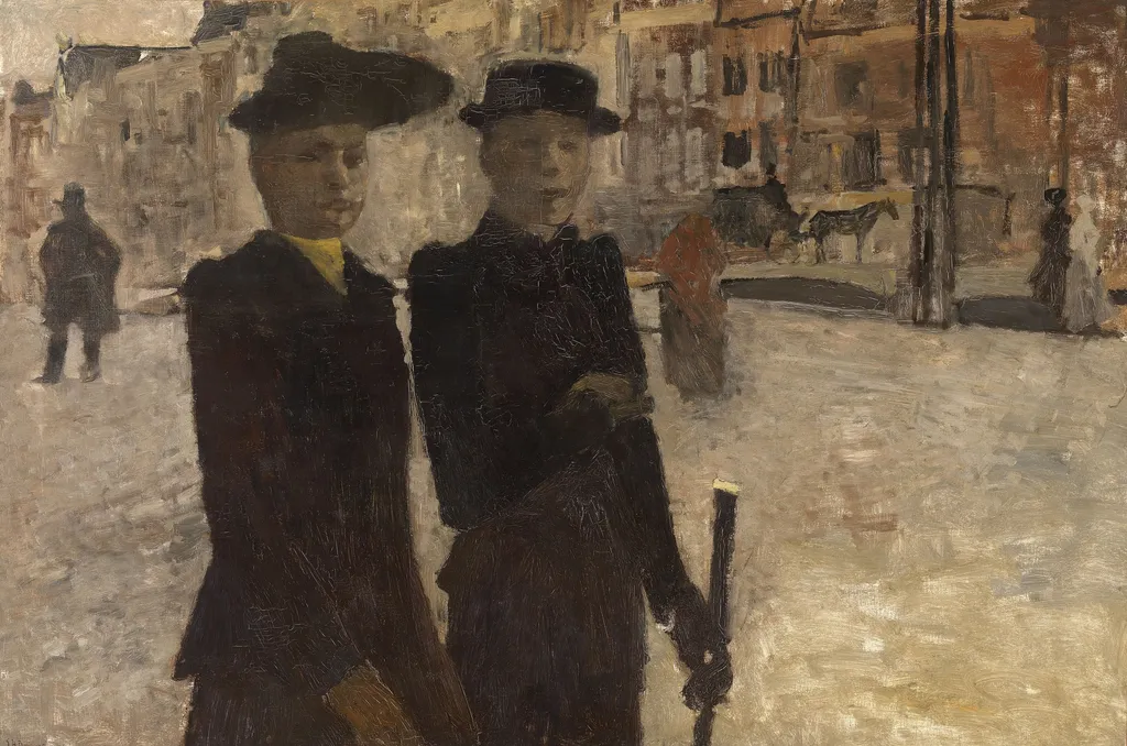 Women on the Rokin in Amsterdam, by George Hendrik Breitner, oil, 1898