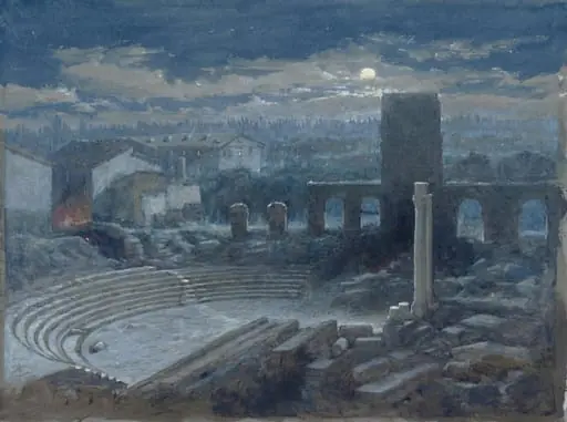The Roman Theatre, Arles: moonlight, by George Henry Andrews