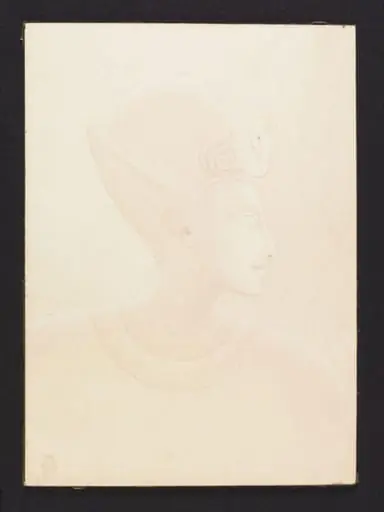 Head of Menmare Seti I: copy of a low relief in the Great Temple of Seti I, Abydos, by George Henry Benton Fletcher