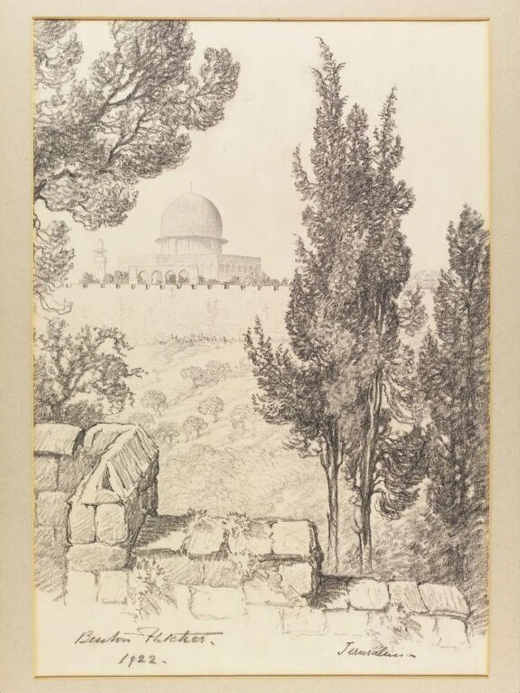 The Dome of the Rock, from the Mount of Olives, by George Henry Benton Fletcher, watercolor, 1922