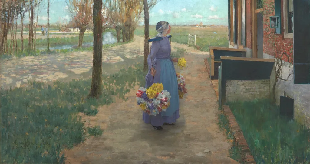 Flower Girl in Holland, by George Hitchcock, oil, 1887
