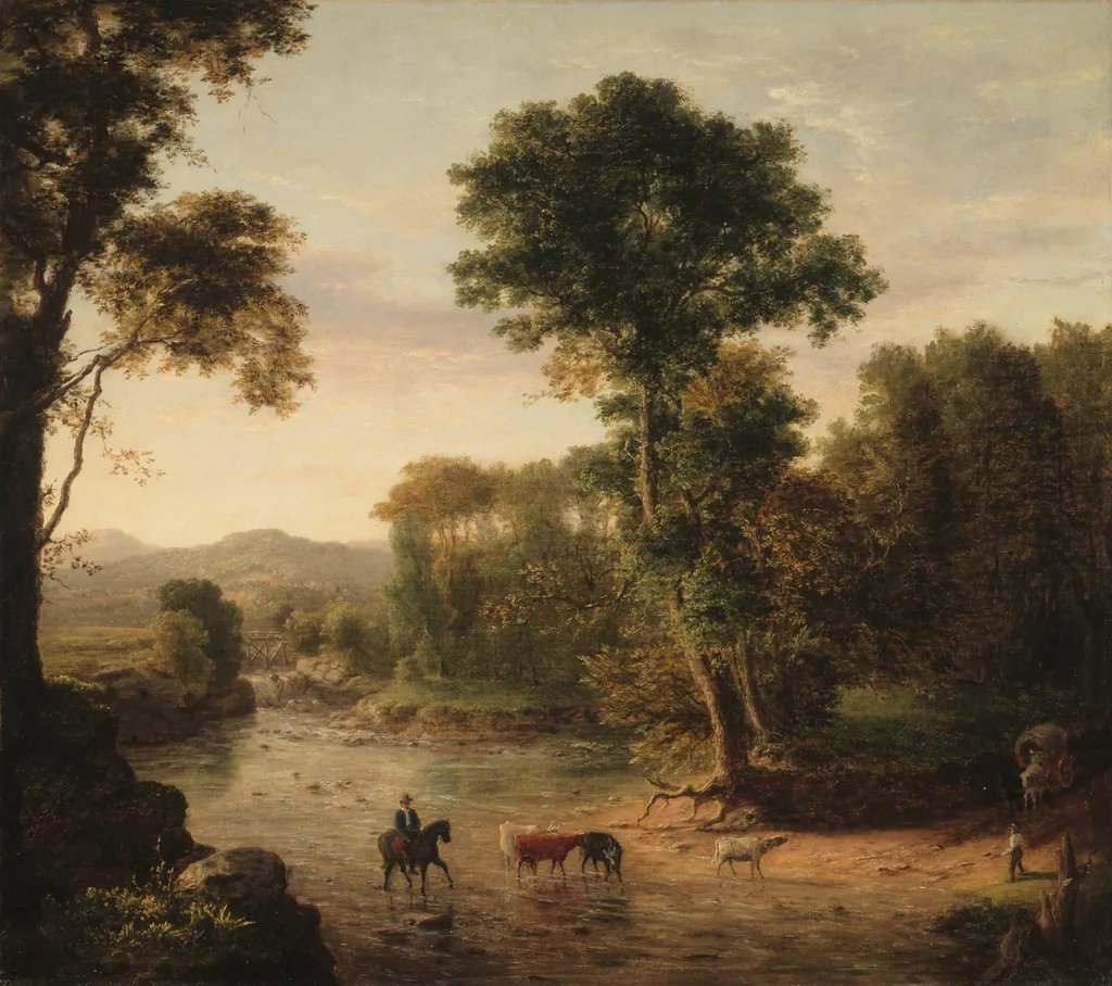 Crossing the Ford, by George Inness, oil, 1848
