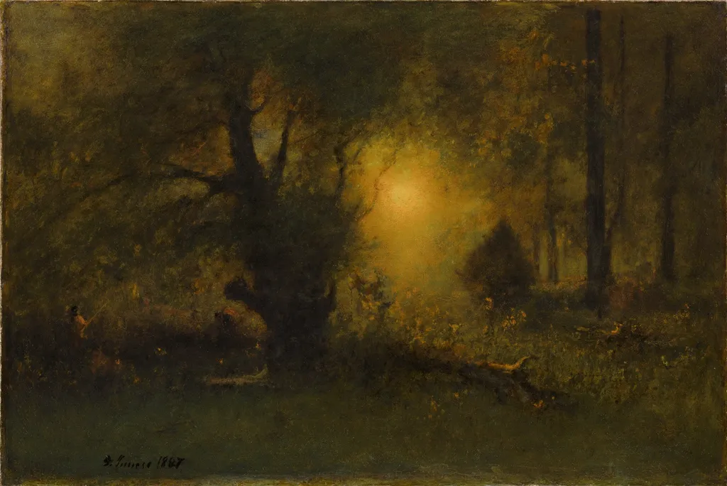 Sunrise in the Woods, by George Inness, oil, 1894
