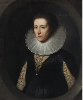 Portrait of Lady Alexander, by George Jamesone, oil, 1625