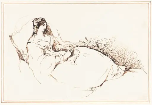 A Woman Reclining on a Cushion, by George Jones