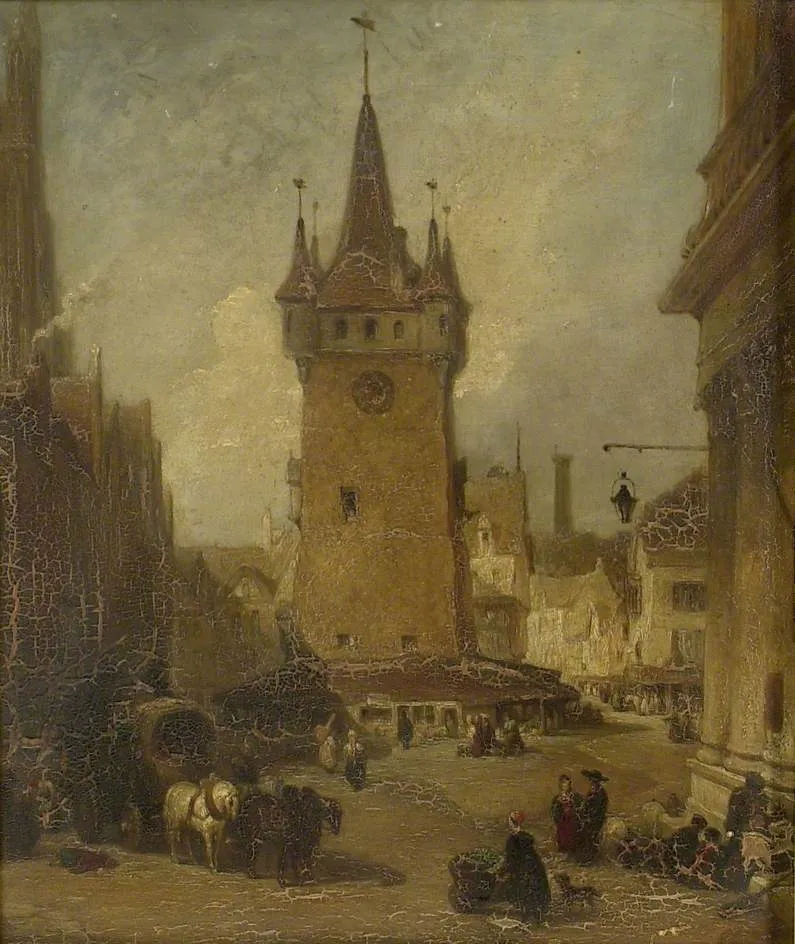 Market Place at Péronne, by George Jones, oil, 1836