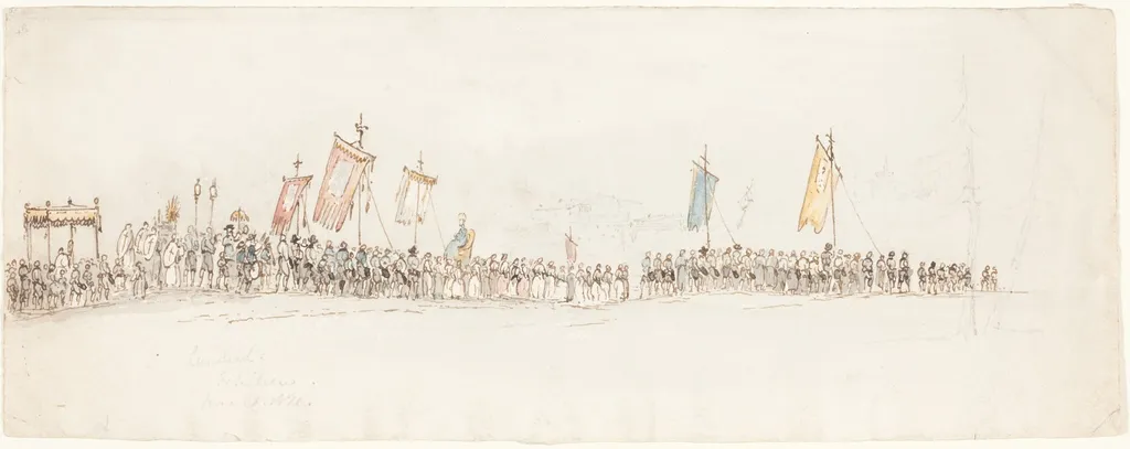 Religious Procession in Landeck, by George Jones, ink, 1820