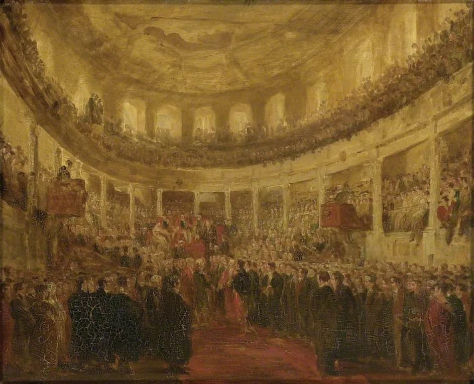 The Conferment of Honorary Degrees on the Allied Sovereigns in the Sheldonian Theatre, by George Jones, oil