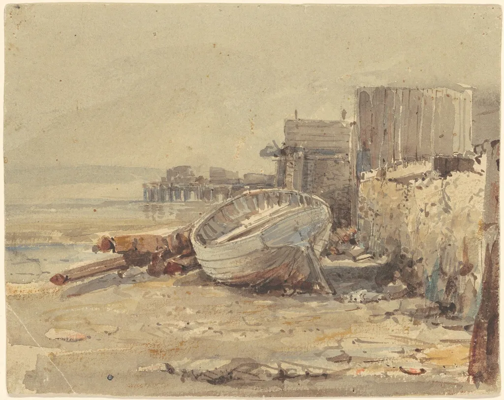 Beached Vessel, by George Loring Brown, watercolor, 1880