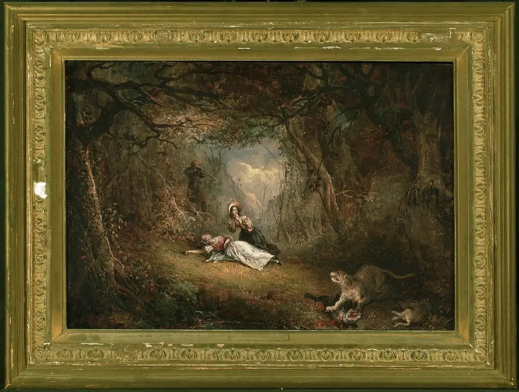 Leatherstocking Kills the Panther, by George Loring Brown
