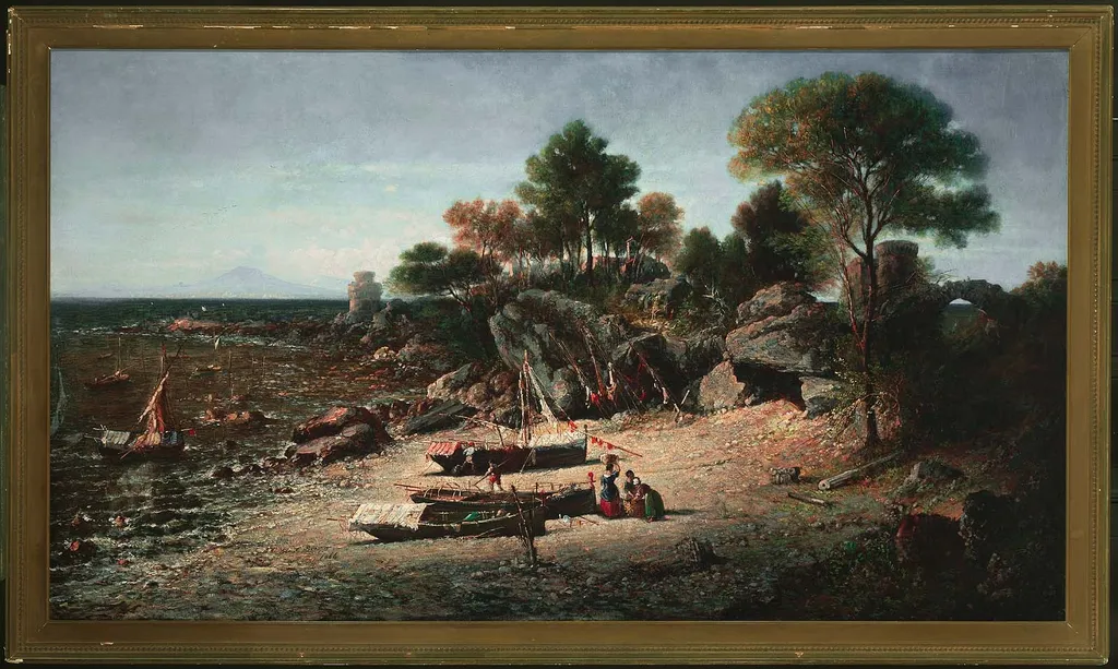 View on the Italian Coast near Naples, by George Loring Brown, oil, 1866