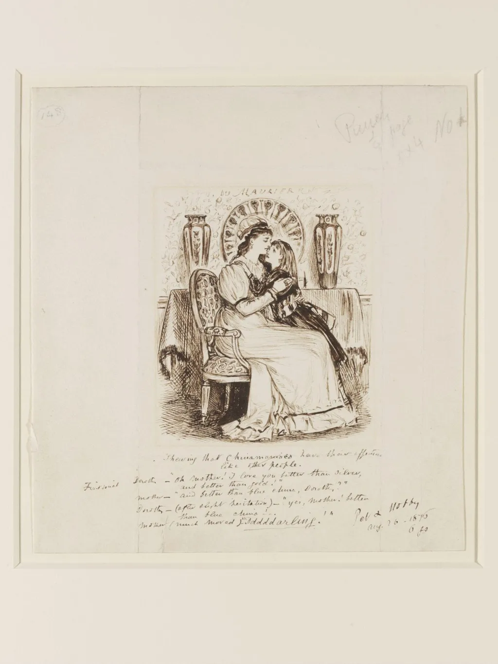 Pet and Hobby (Showing that china-maniacs have their affections like other people), by George Louis Palmella Busson Du Maurier, 1876
