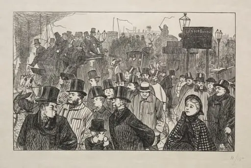 The Living Stream at London Bridge - On the Bridge, by George Louis Palmella Busson Du Maurier