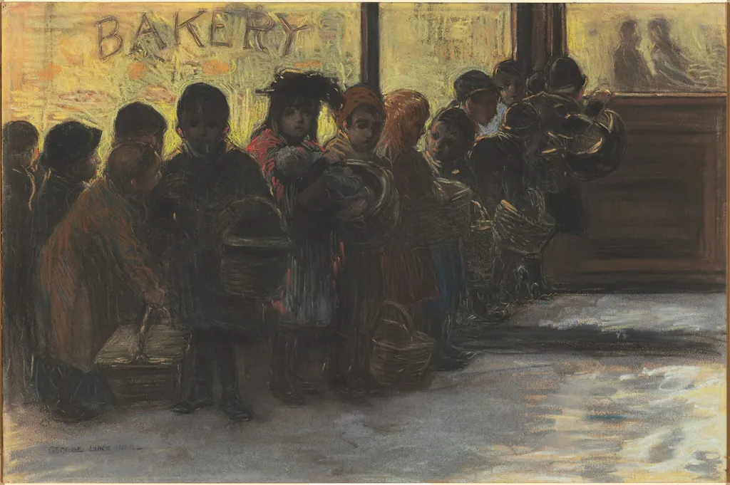 Breadline, by George Luks, pastel, 1900