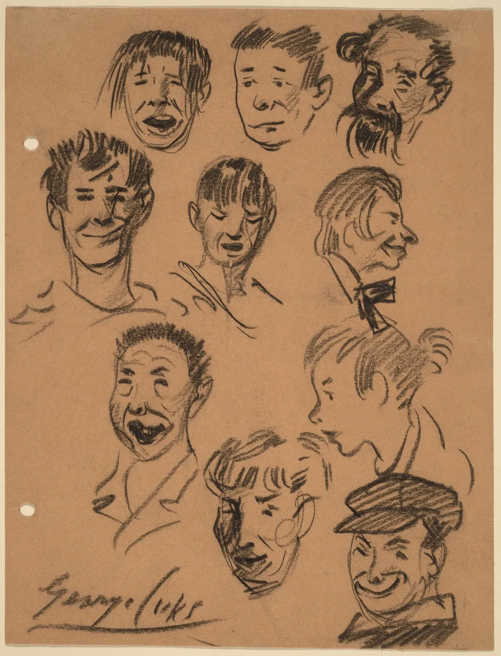 Ten Heads, by George Luks, chalk, 1905