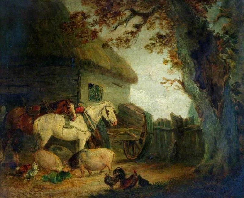 A Farmyard, by George Morland, oil, 1793