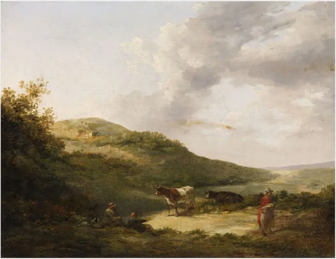 A Landscape with Figures and Cattle, by George Morland
