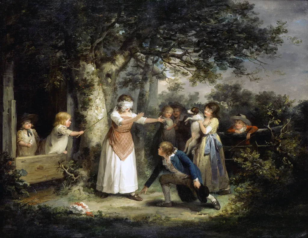 Blind Man's Buff, by George Morland, oil, 1794