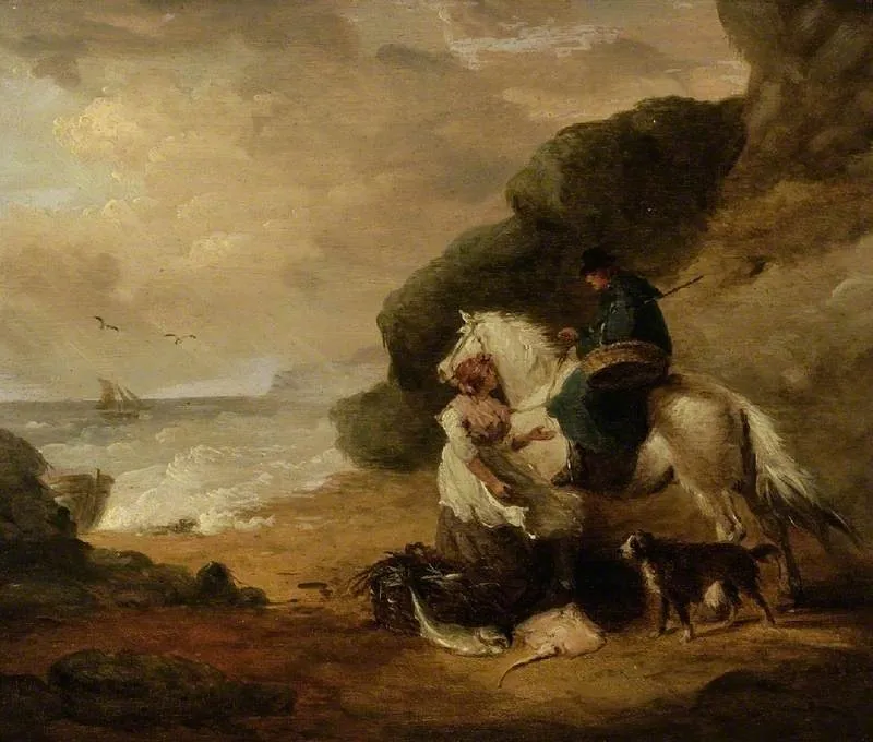 Buying Fish, by George Morland, oil, 1793