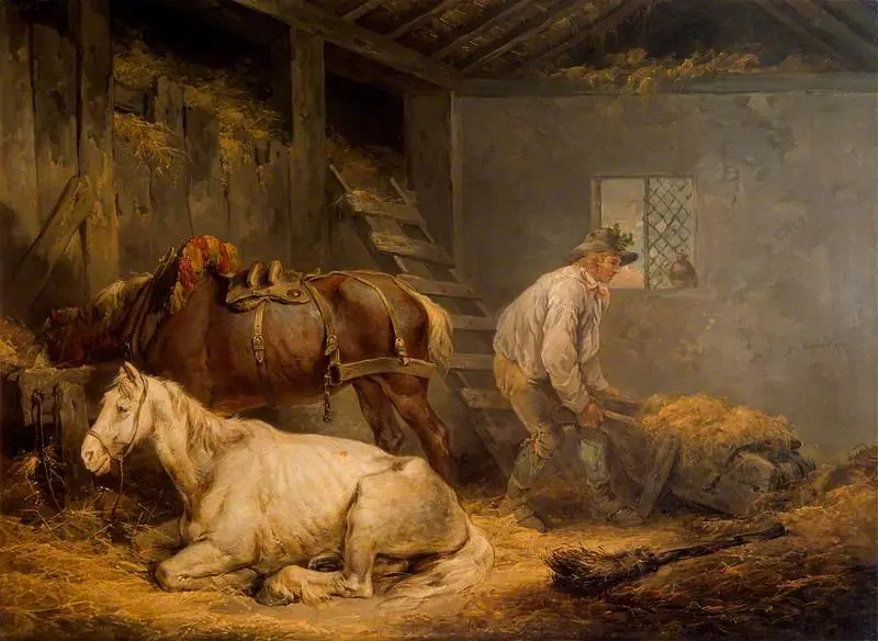 Horses in a Stable, by George Morland