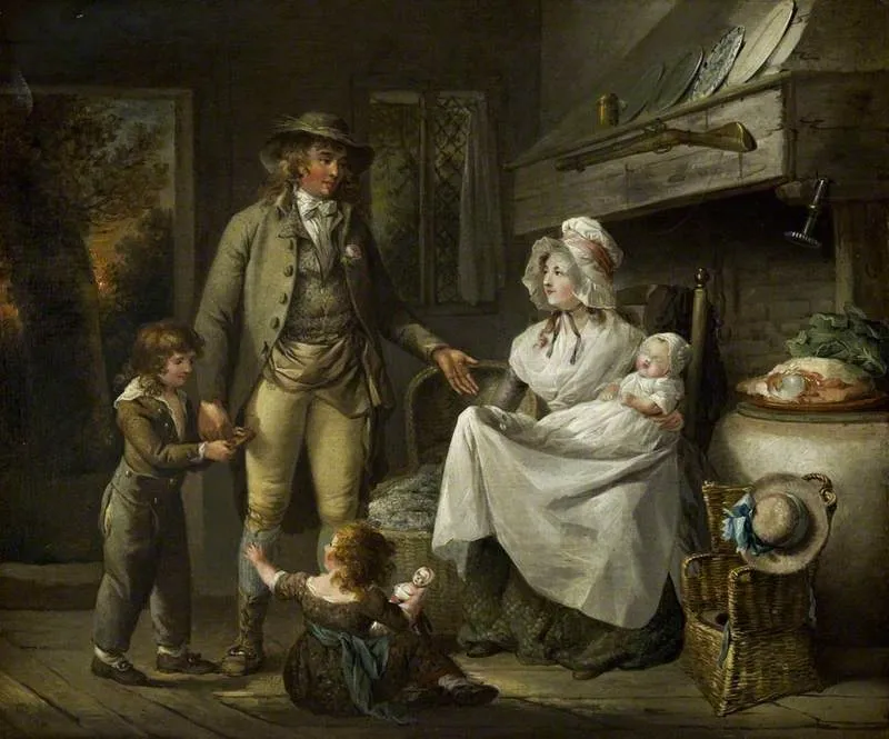 The Comforts of Industry, by George Morland, oil, 1793