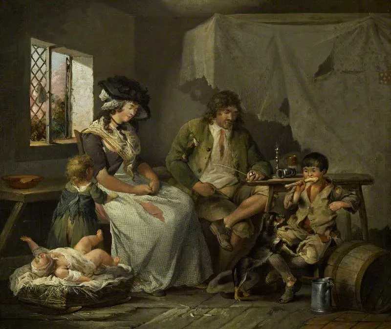 The Miseries of Idleness, by George Morland, oil, 1793