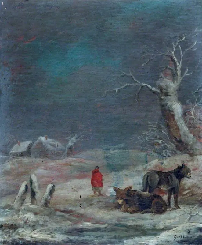 Winter Scene with Women and Donkeys, by George Morland