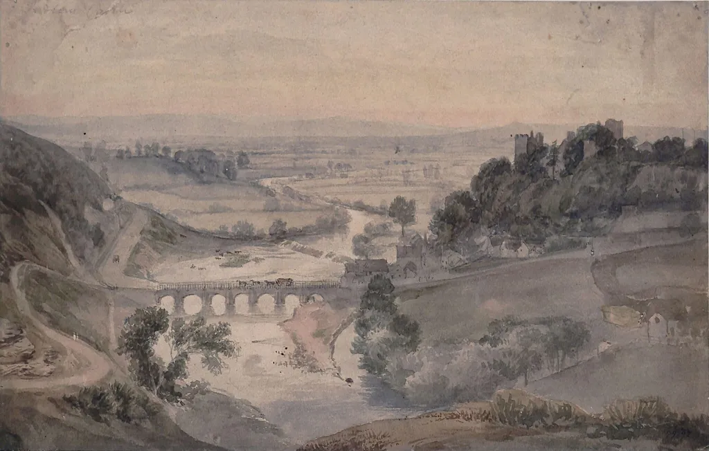 Ludlow Castle, overlooking the River Teme, by George Patten, watercolor, 1820