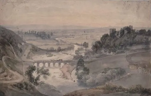 Ludlow Castle, overlooking the River Teme, by George Patten
