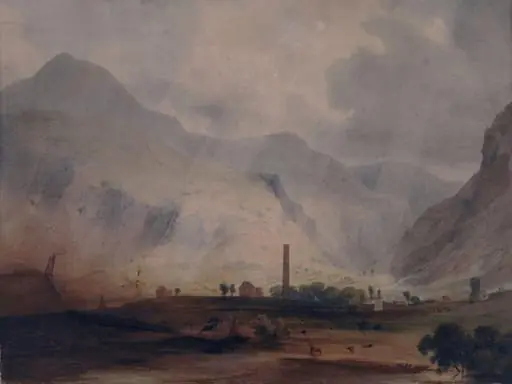 Vale of Glendalough, County Wicklow, with the round tower, by George Petrie