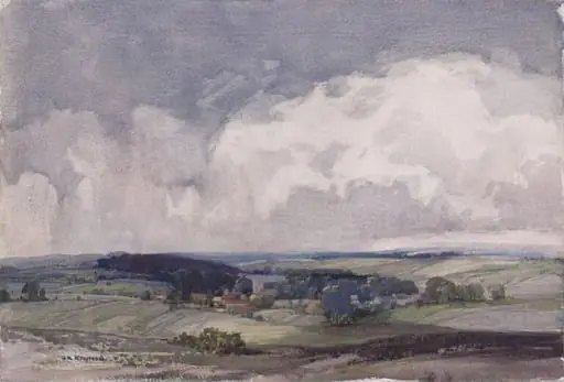 East Ilsley, Berkshire, Looking North, by George Robert Rushton