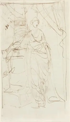 An Elegant Lady in Classical Dress [recto], by George Romney