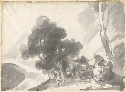 Troilus and Cressida, Act IV, Scene V: The Fight Between Hector and Ajax II, by George Romney
