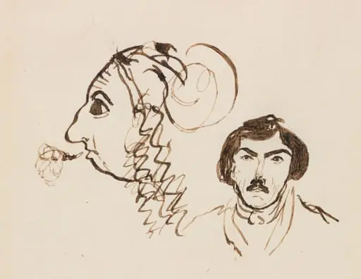 Self-Portrait with Portrait of Delacroix, by George Sand