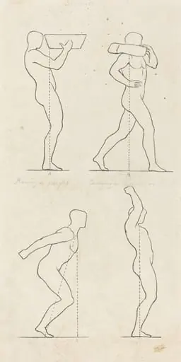 Bearing a Weight; Preparing to Jump, and Alighting, by George Scharf
