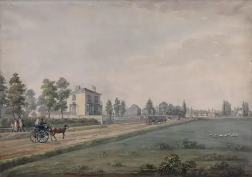 Mitcham Common, Surrey, shewing the road running along the west side, by George Scharf