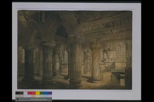 Roslin Chapel, near Edinburgh, showing the 'Prentice Pillar', by George Shepherd