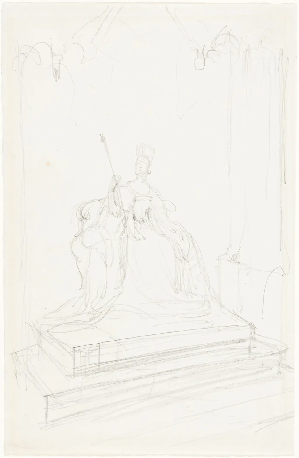 Study for "Queen Victoria", by George, Sir Hayter, graphite, 1838